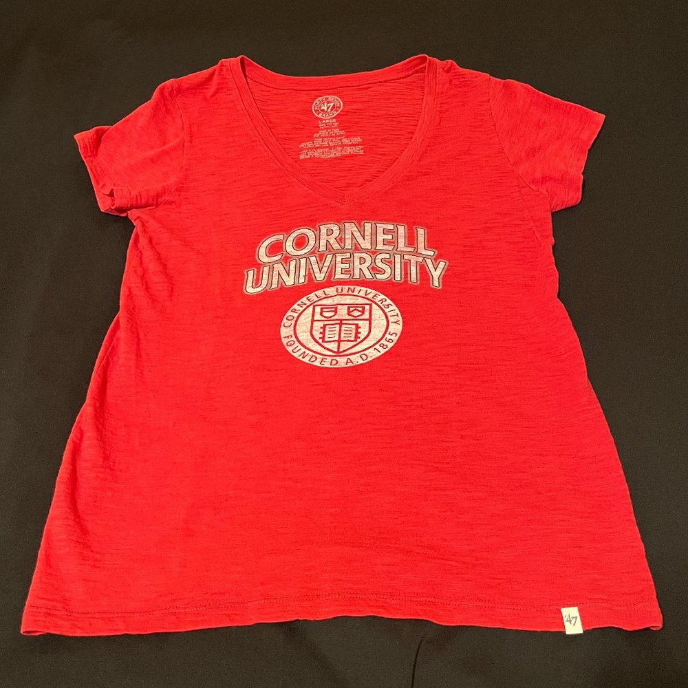 Cornell University Ladies Red V-Neck T-Shirt - Large